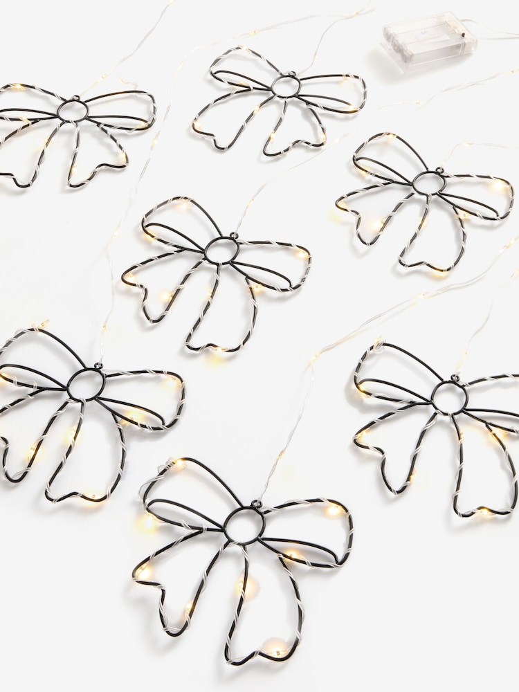 Black Bow Christmas Curtain Lights - Image 1 of 4