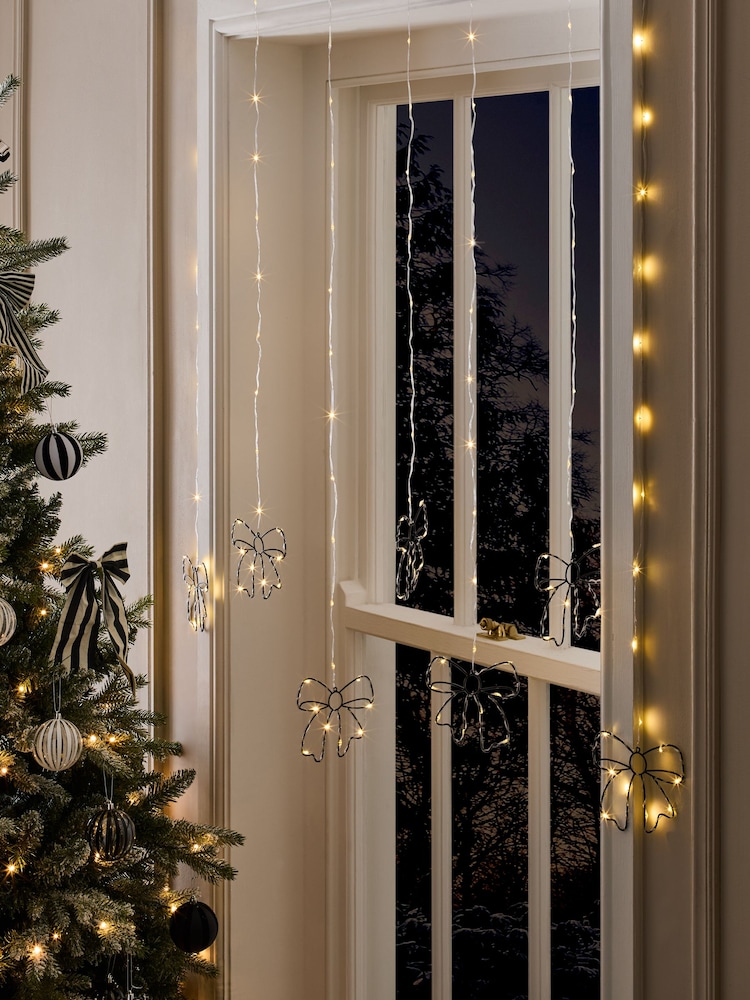 Black Bow Christmas Curtain Lights - Image 2 of 4