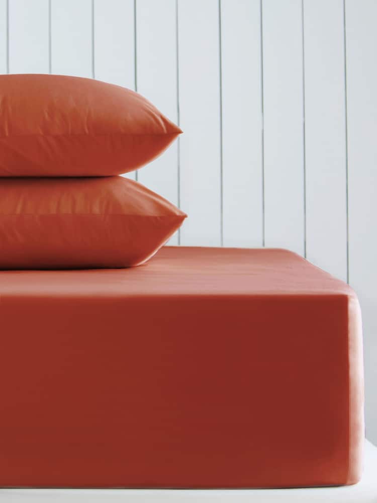 Rust Brown Cotton Rich Extra Deep Fitted Bed Sheet - Image 1 of 2 Rust Brown Cotton Rich Extra Deep Fitted Bed Sheet - Image 1 of 2