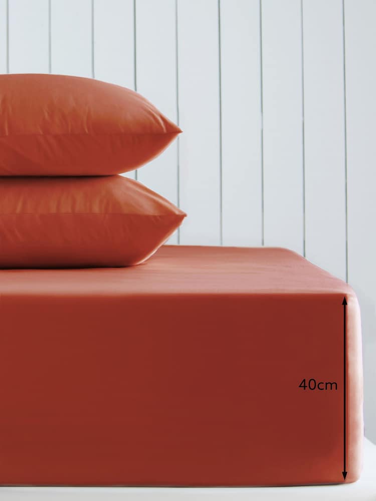 Rust Brown Cotton Rich Extra Deep Fitted Bed Sheet - Image 2 of 2 Rust Brown Cotton Rich Extra Deep Fitted Bed Sheet - Image 2 of 2
