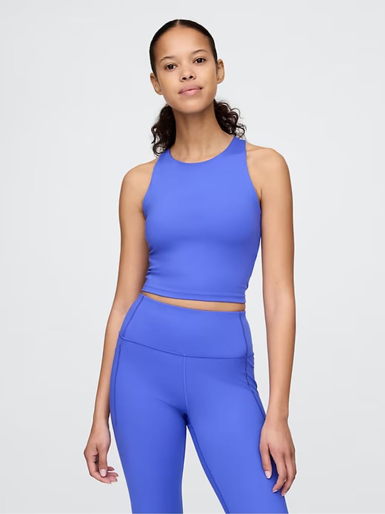 Gap Blue Cropped Sports Bra Tank Top - Image 1 of 7