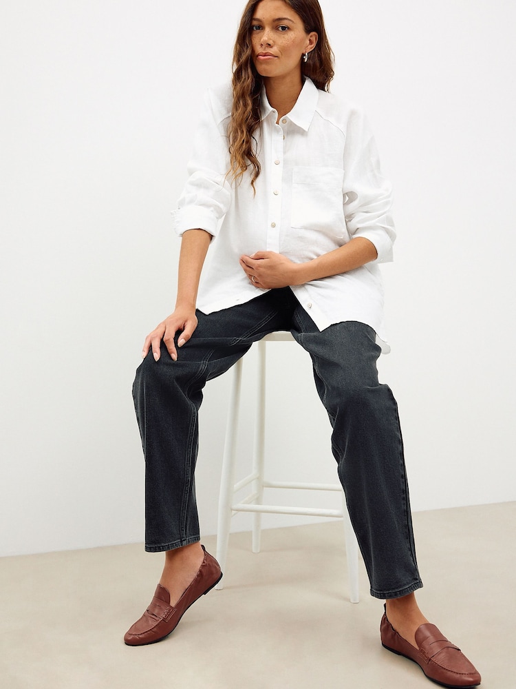 Black Maternity Straight Leg Jeans - Image 1 of 9 Black Maternity Straight Leg Jeans - Image 1 of 9