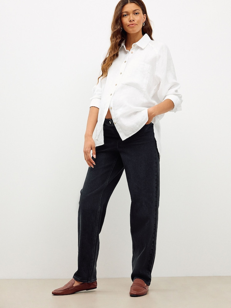Black Maternity Straight Leg Jeans - Image 2 of 9 Black Maternity Straight Leg Jeans - Image 2 of 9