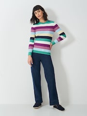 Crew Clothing Blue Chrome Heritage Cable Crew Neck Jumper - Image 3 of 5