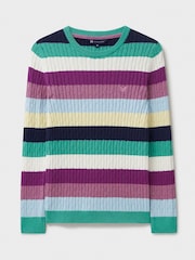 Crew Clothing Blue Chrome Heritage Cable Crew Neck Jumper - Image 5 of 5