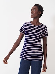 Crew Clothing Company Blue/Pink Breton Striped 100% Cotton T-Shirt - Image 1 of 5