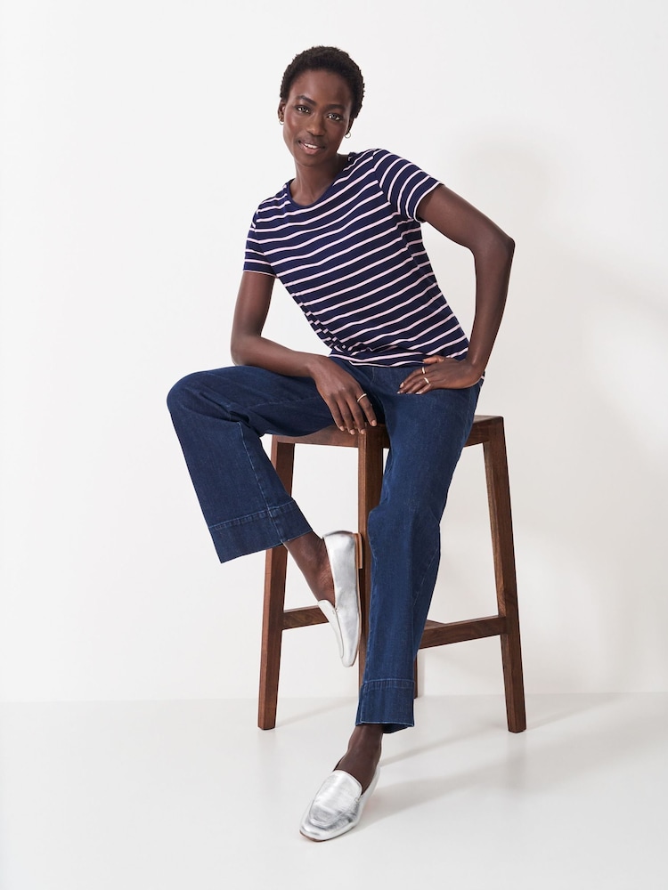 Crew Clothing Company Blue/Pink Breton Striped 100% Cotton T-Shirt - Image 3 of 5