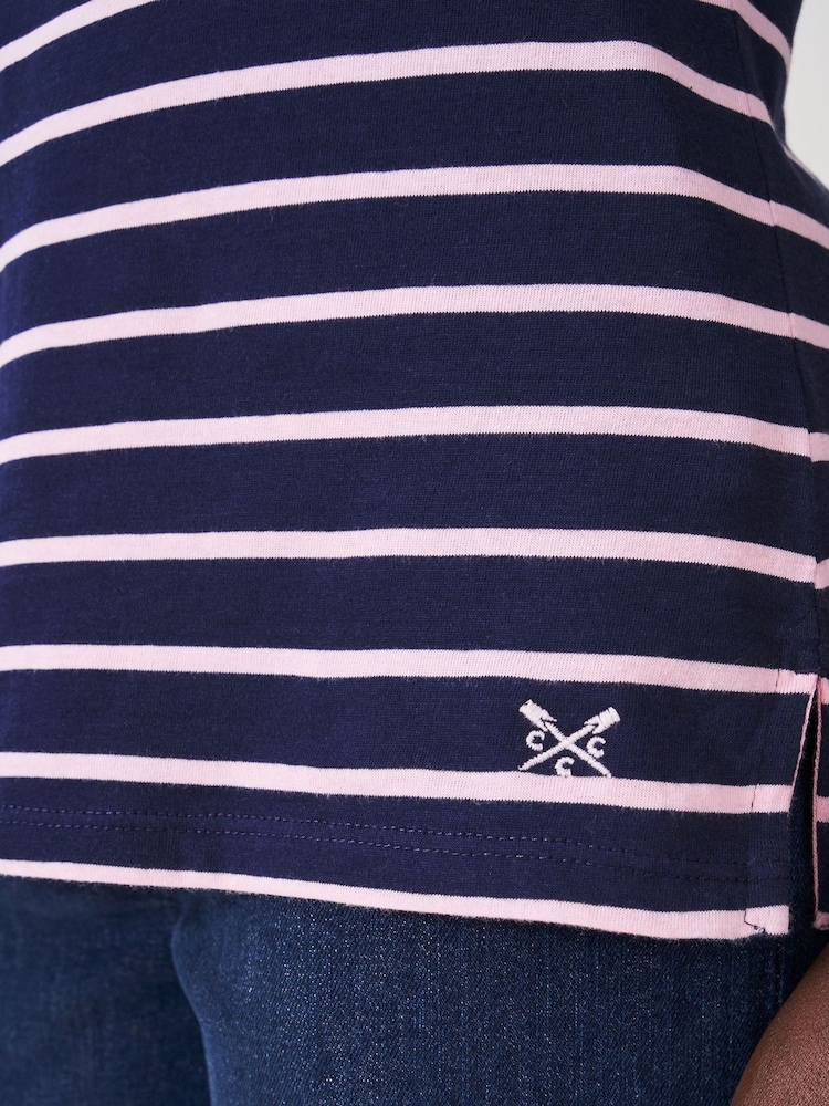 Crew Clothing Company Blue/Pink Breton Striped 100% Cotton T-Shirt - Image 4 of 5