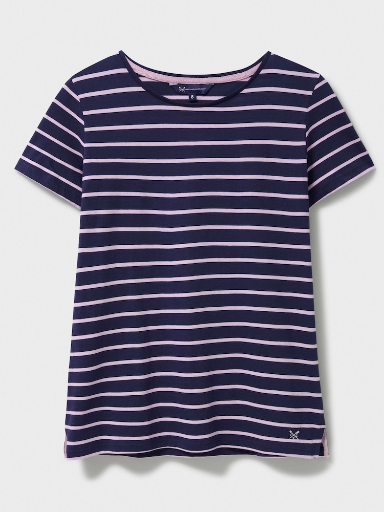 Crew Clothing Company Blue/Pink Breton Striped 100% Cotton T-Shirt - Image 5 of 5