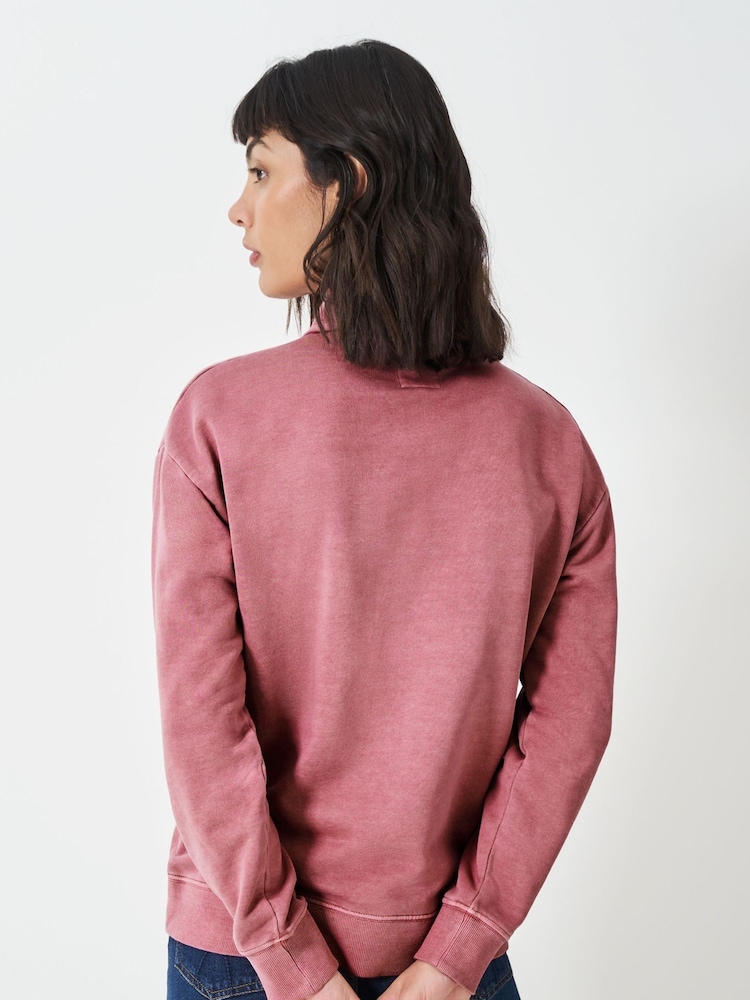 Crew Clothing Light Pink Pigment Dyed Rugby Sweatshirt - Image 2 of 5