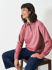 Crew Clothing Light Pink Pigment Dyed Rugby Sweatshirt - Image 3 of 5