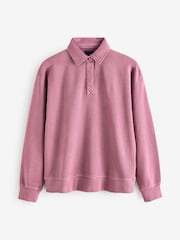 Crew Clothing Light Pink Pigment Dyed Rugby Sweatshirt - Image 5 of 5