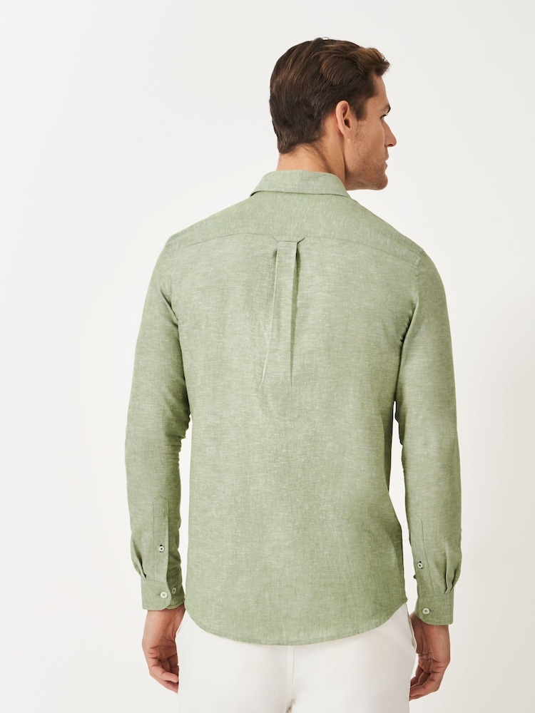 Crew Clothing Green Long Sleeve Linen Shirt - Image 2 of 5