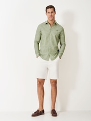 Crew Clothing Green Long Sleeve Linen Shirt - Image 3 of 5