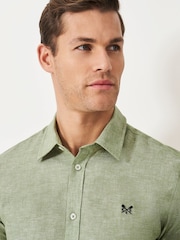 Crew Clothing Green Long Sleeve Linen Shirt - Image 4 of 5