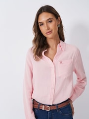 Crew Clothing Pink Harlie Relaxed 100% Cotton Shirt - Image 1 of 5