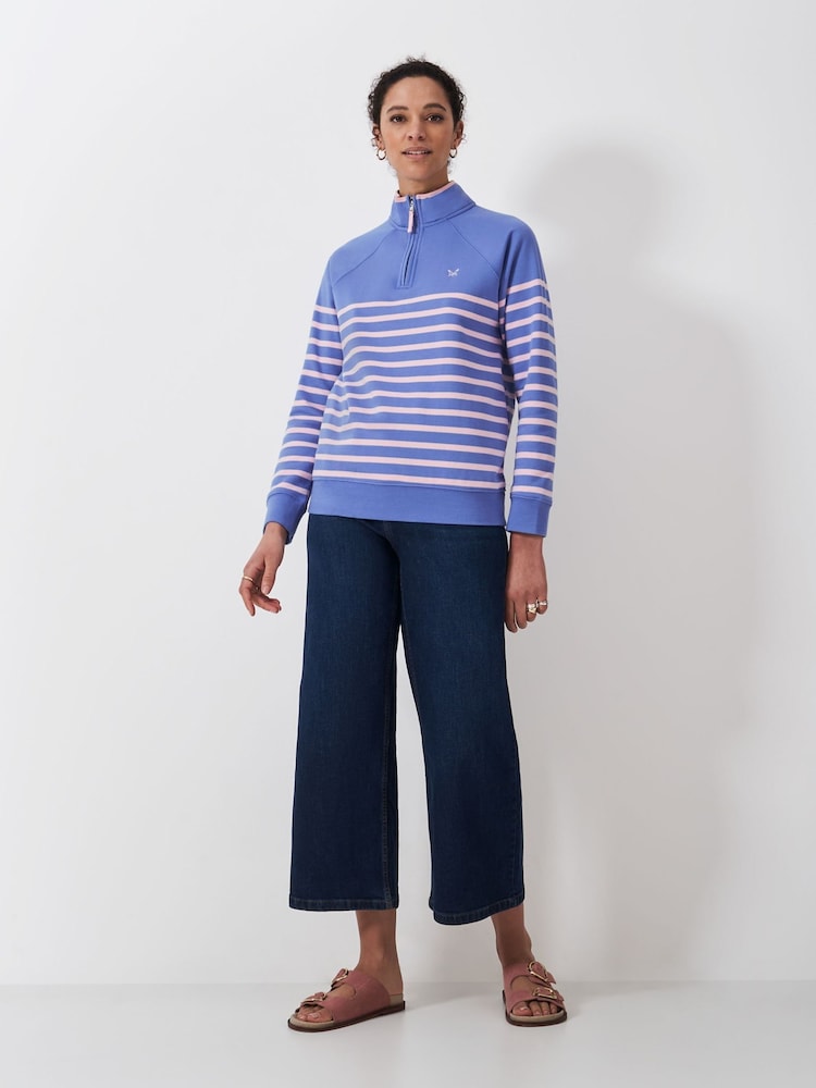 Crew Clothing Company Blue Chrome Half Zip Sweatshirt - Image 2 of 4 Crew Clothing Company Blue Chrome Half Zip Sweatshirt - Image 2 of 4