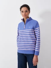 Blau/Chrom - Crew Clothing Company Sweatshirt mit halbem Reißverschluss - Bild 4 von 4