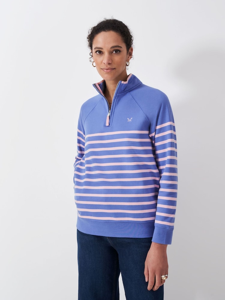 Blau/Chrom - Crew Clothing Company Sweatshirt mit halbem Reißverschluss - Bild 4 von 4