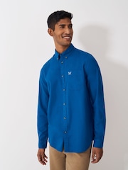 Crew Clothing Blue Long Sleeve Dyed Oxford 100% Cotton Shirt - Image 1 of 5