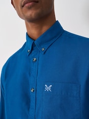 Crew Clothing Blue Long Sleeve Dyed Oxford 100% Cotton Shirt - Image 4 of 5