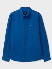 Crew Clothing Blue Long Sleeve Dyed Oxford 100% Cotton Shirt - Image 5 of 5
