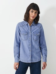 Crew Clothing Blue Denim 100% Cotton Shirt - Image 1 of 5