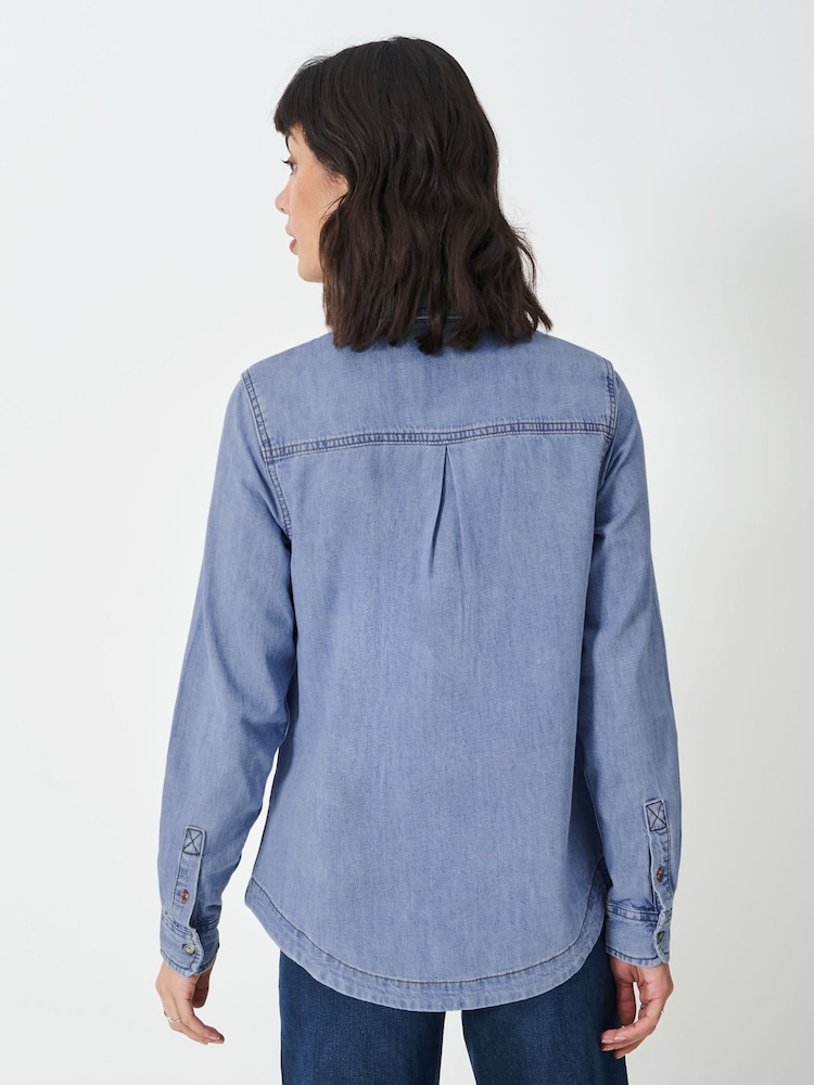 Crew Clothing Blue Denim 100% Cotton Shirt - Image 2 of 5