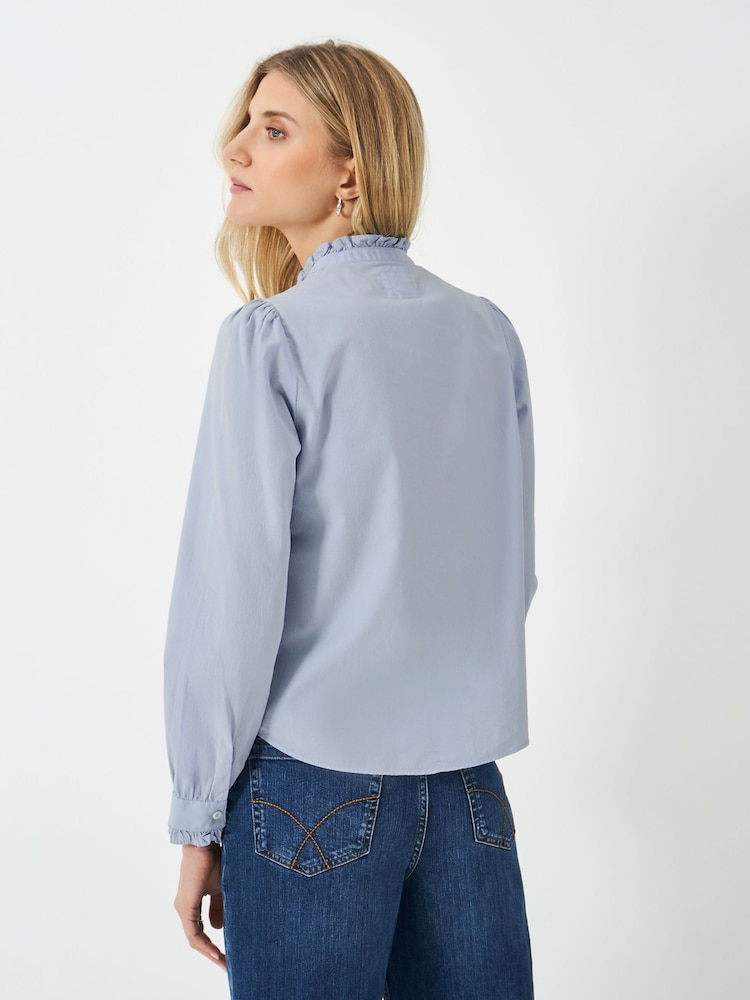 Crew Clothing Blue Lace Collar 100% Cotton Shirt - Image 3 of 7