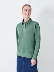 Crew Clothing Green Pigment Dyed Rugby Sweatshirt - Image 1 of 5