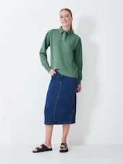 Crew Clothing Green Pigment Dyed Rugby Sweatshirt - Image 3 of 5