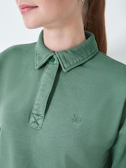 Crew Clothing Green Pigment Dyed Rugby Sweatshirt - Image 4 of 5