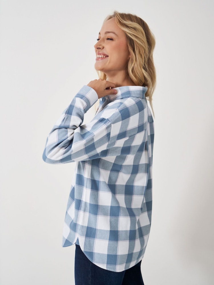 Crew Clothing Blue Relaxed Fit Flannel 100% Cotton Shirt - Image 2 of 5