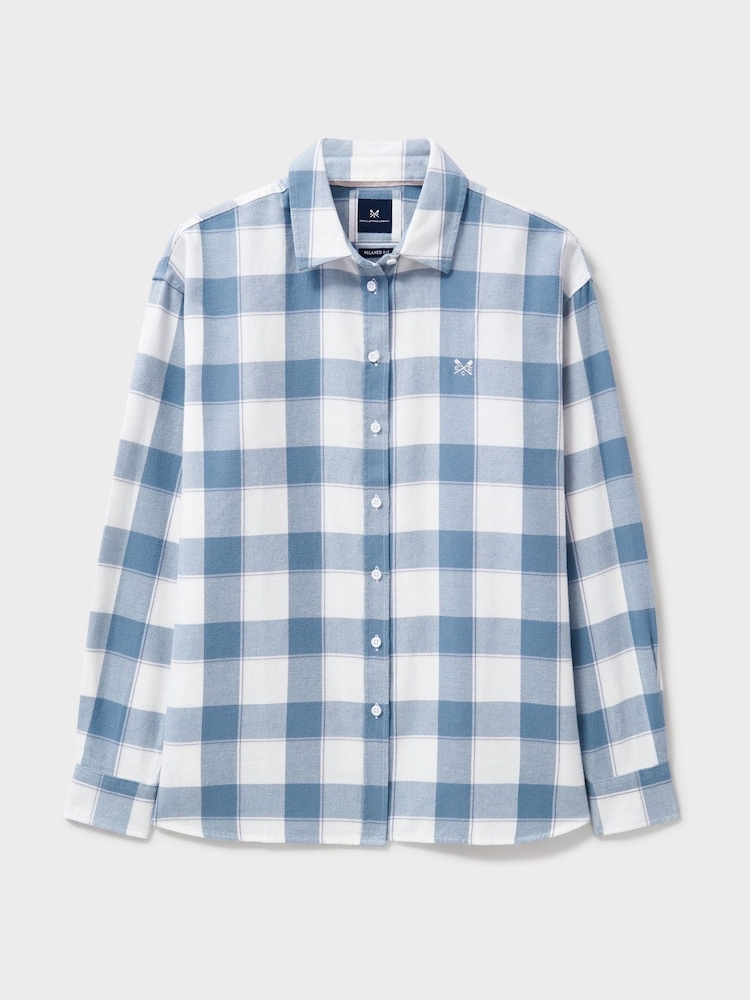 Crew Clothing Blue Relaxed Fit Flannel 100% Cotton Shirt - Image 5 of 5