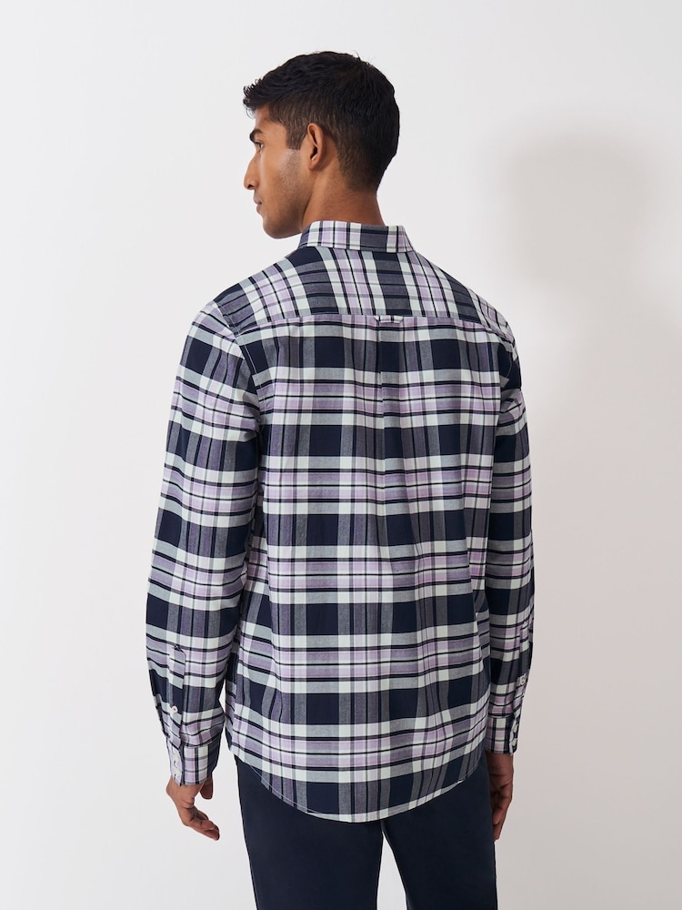Crew Clothing Purple Rupert Check 100% Cotton Oxford Shirt - Image 2 of 5