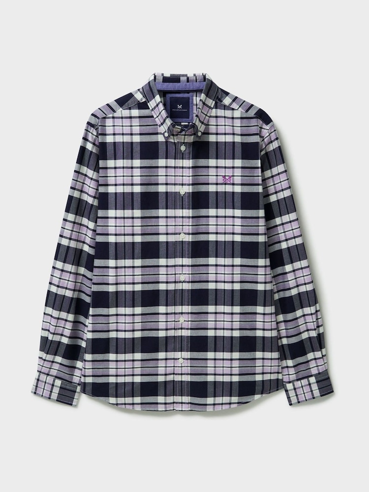 Crew Clothing Purple Rupert Check 100% Cotton Oxford Shirt - Image 5 of 5