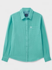 Crew Clothing Blue Harlie Relaxed 100% Cotton Shirt - Image 7 of 7