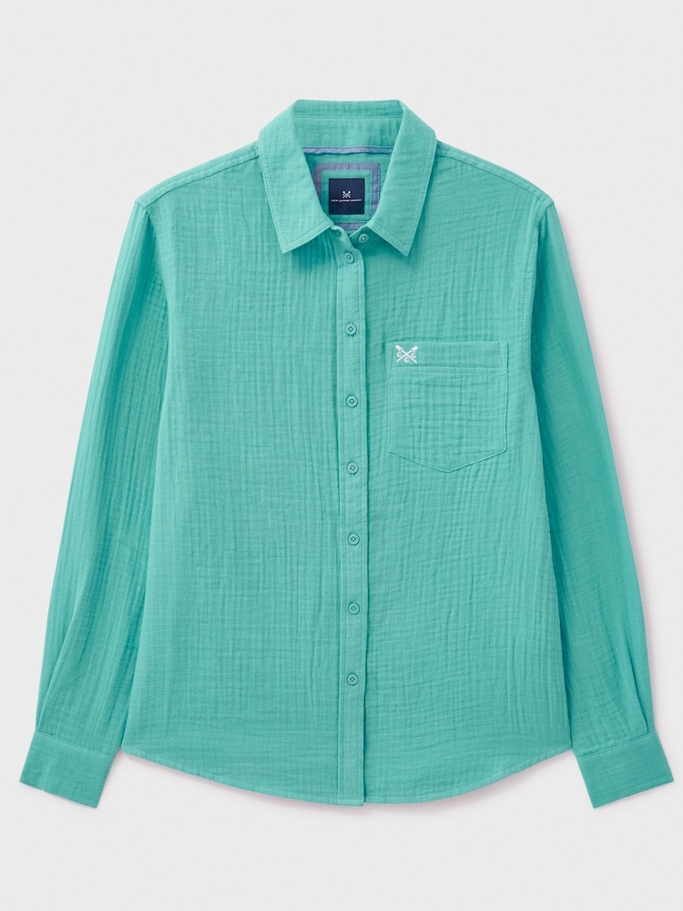 Crew Clothing Blue Harlie Relaxed 100% Cotton Shirt - Image 7 of 7