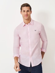 Crew Clothing Pink Long Sleeve Linen Shirt - Image 1 of 5