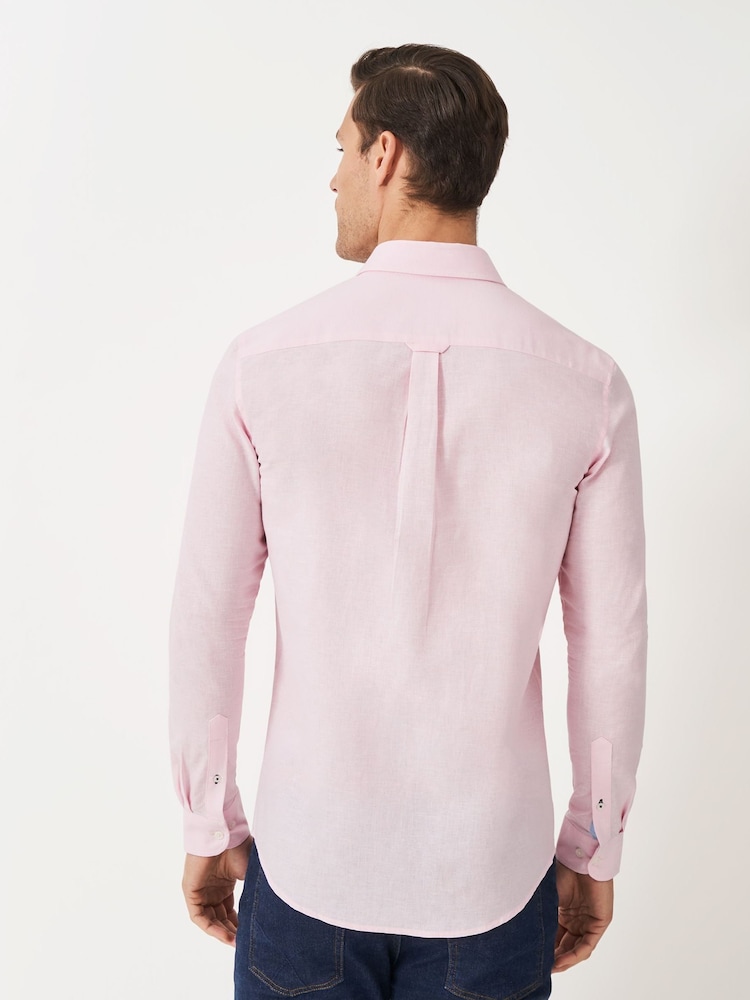 Crew Clothing Pink Long Sleeve Linen Shirt - Image 2 of 5