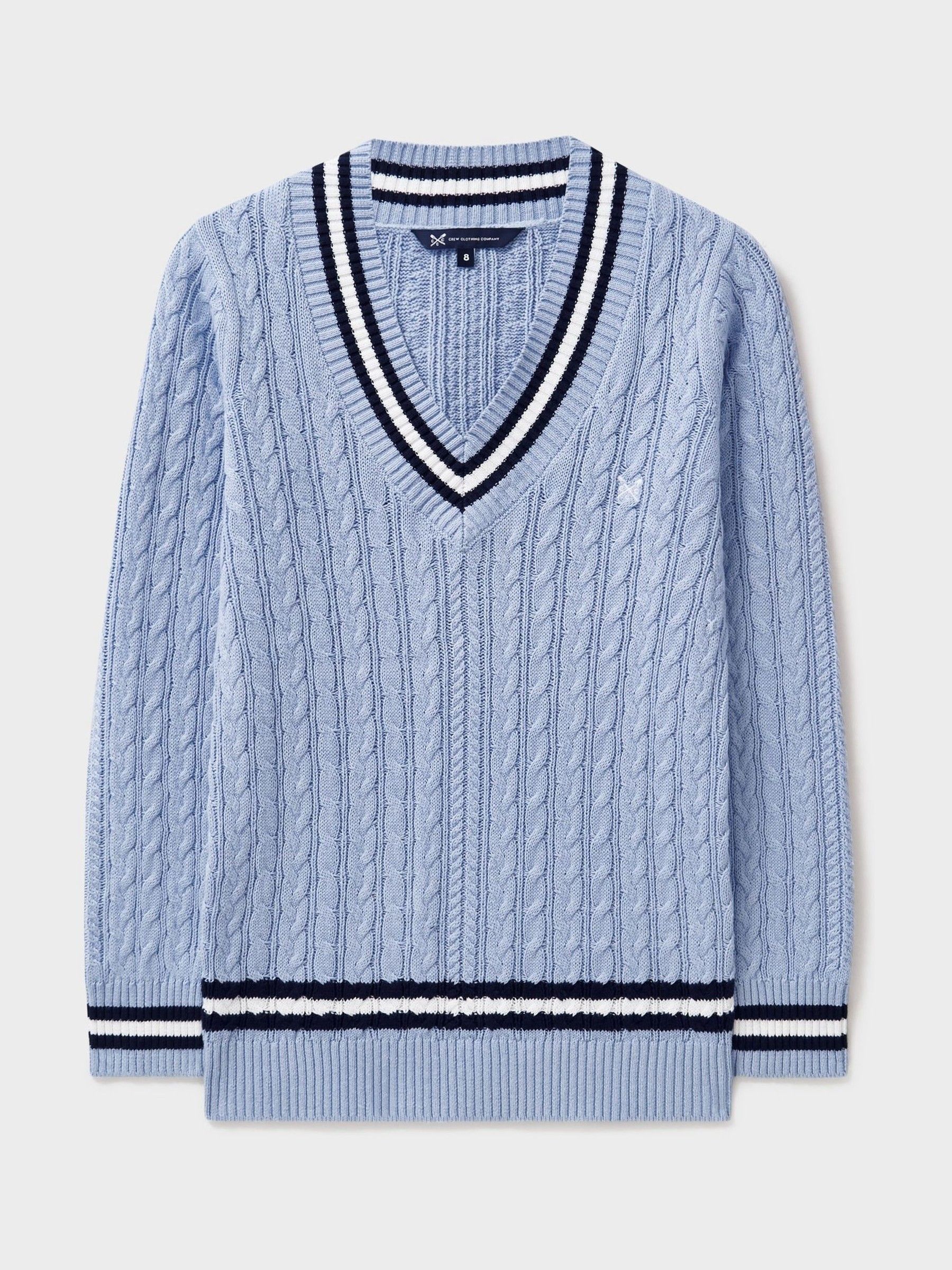 TrendyFashion Maglione Donna Scollo A V – Treccia Lavorata A Maglia, Maniche Lunghe, Blu, Taglia M/L (44-46)