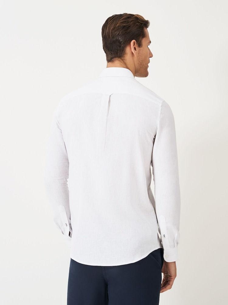 Crew Clothing White Long Sleeve Linen Shirt - Image 2 of 5