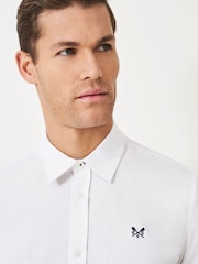 Crew Clothing White Long Sleeve Linen Shirt - Image 4 of 5
