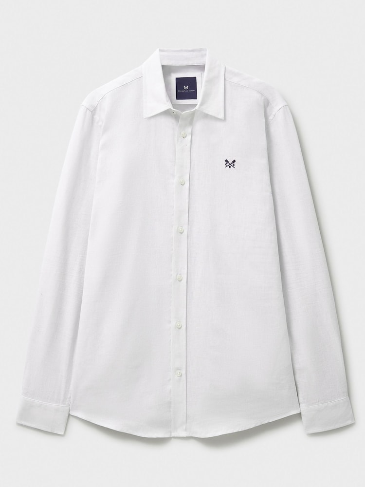 Crew Clothing White Long Sleeve Linen Shirt - Image 5 of 5