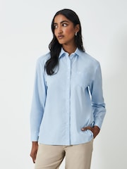 Crew Clothing Blue Relaxed Poplin 100% Cotton Shirt - Image 1 of 5