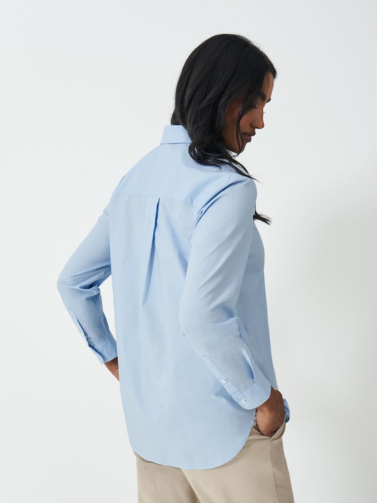 Crew Clothing Blue Relaxed Poplin 100% Cotton Shirt - Image 2 of 5