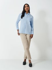 Crew Clothing Blue Relaxed Poplin 100% Cotton Shirt - Image 3 of 5