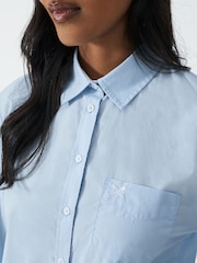 Crew Clothing Blue Relaxed Poplin 100% Cotton Shirt - Image 4 of 5