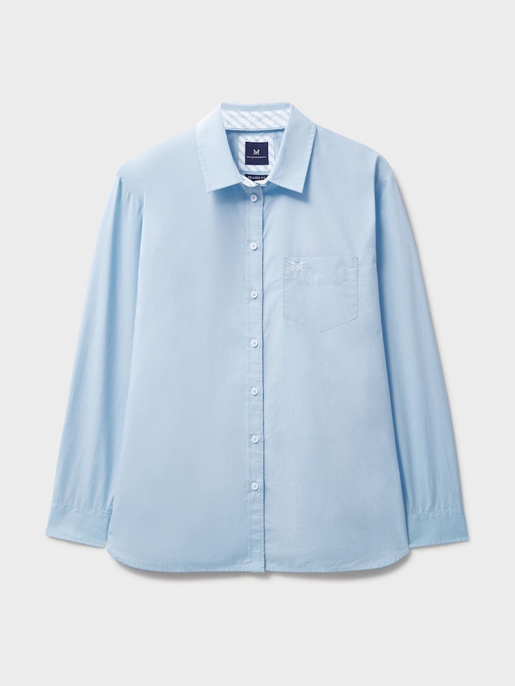 Crew Clothing Blue Relaxed Poplin 100% Cotton Shirt - Image 5 of 5