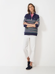 Crew Clothing Company Dark Blue Half Zip Sweatshirt - Image 1 of 5